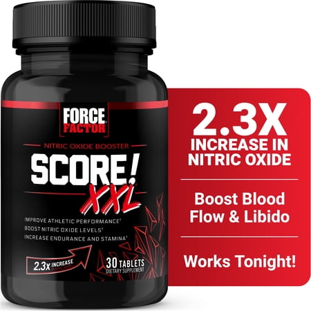 Force Factor SCORE! XXL, Nitric Oxide Booster for Men with L-Citrulline, Horny Goat Weed & Tribulus for Libido, Drive, Stamina & Energy, 30 Tablets