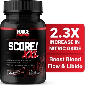 Force Factor SCORE! XXL, Nitric Oxide Booster for Men with L-Citrulline, Horny Goat Weed & Tribulus for Libido, Drive, Stamina & Energy, 30 Tablets