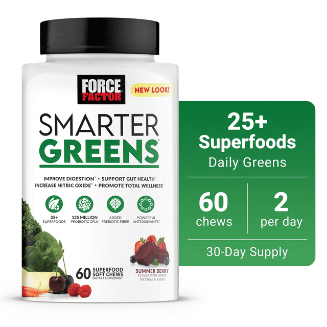Force Factor Smarter Greens Super Energy Soft Chews, Superfoods
