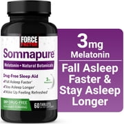 Force Factor Somnapure Sleep Aid with 3mg Melatonin, Valerian & L-Theanine for Sleep Support, Drug-Free & Non-Habit-Forming Sleeping Pills, 60 Tablets