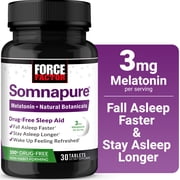 Force Factor Somnapure Sleep Aid for Adults with 3mg Melatonin, Valerian & L Theanine for Sleep Support, Non-Habit-Forming Sleeping Pills, 30 Tablets
