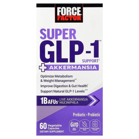 Force Factor Super GLP-1™ Support + Akkermansia, 60 Vegetable Capsules