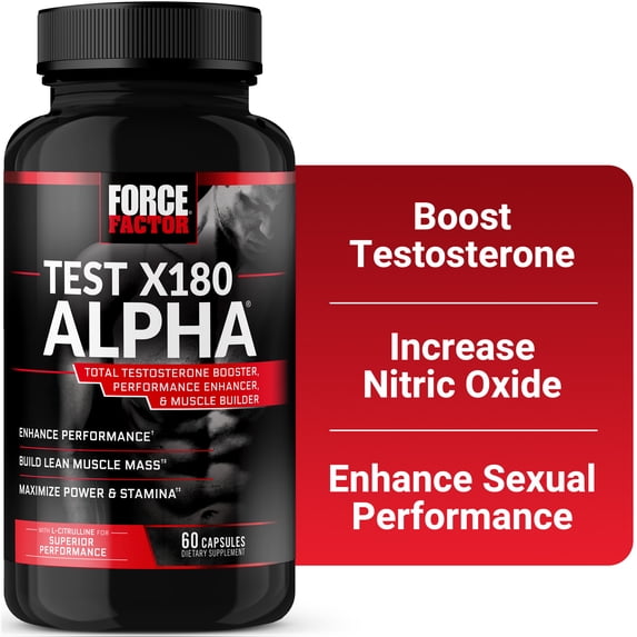 Force Factor Test X180 Alpha Testosterone Booster and Sexual Enhancement Supplement, 60 Count