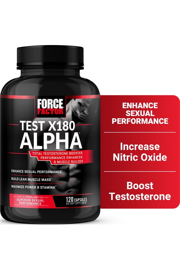 Test X180 Alpha, Testosterone Booster for Men with Fenugreek & L-Citrulline, Muscle Growth, Strength, Energy & Performance, 120 Capsules
