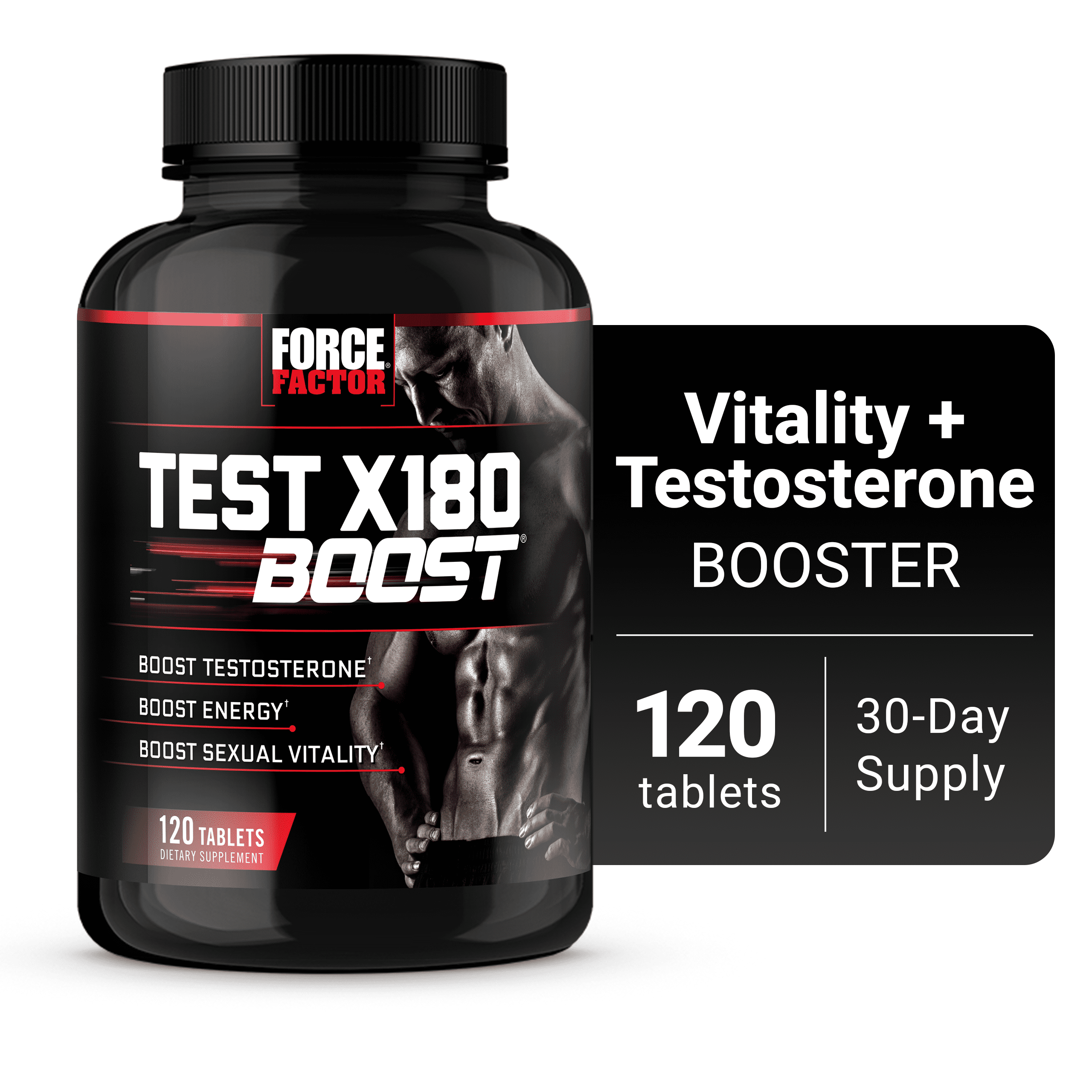 Force Factor Test X180 Boost, Pre-Workout Testosterone Booster, 120 Tablets  