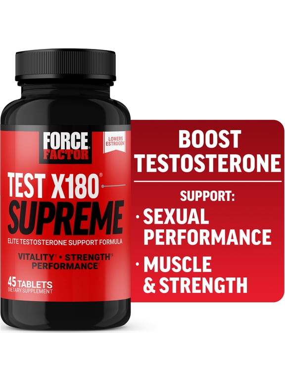 Test X180 Supreme, Testosterone Booster for Men to Enhance Performance, Lower Estrogen, Support Muscle, Strength & Libido, 45 Tablets