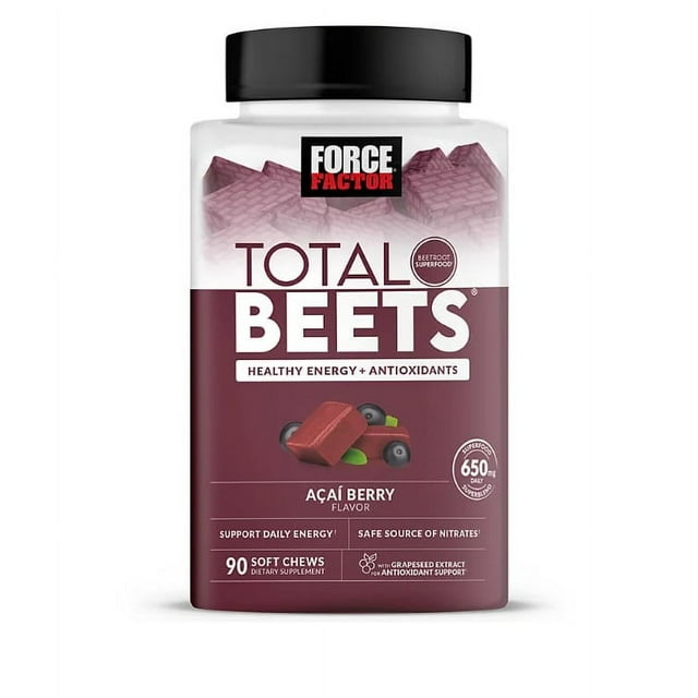 Force Factor Total Beets, Beet Root Superfood Soft Chews, Acai Berry