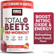 Force Factor Total Beets Pre Workout Powder, Nitric Oxide Booster with Beetroot Powder for Energy, Blood Flow & Pumps, Fruit Punch, 30 Servings
