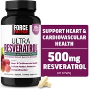 Force Factor Ultra Resveratrol, 500mg Trans-Resveratrol with Grapeseed Extract, Quercetin & Vitamin C, Antioxidant Supplement for Healthy Aging & Cellular Protection, 60 Capsules