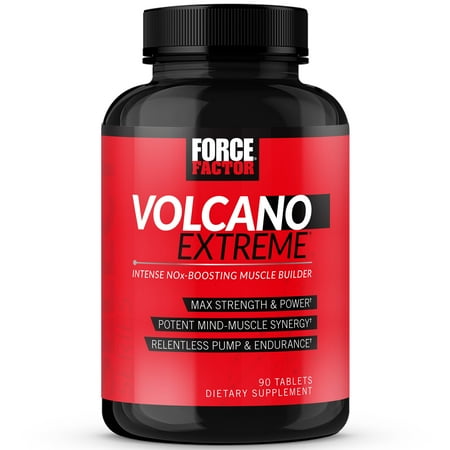Force Factor VolcaNO Extreme, Pre Workout Nitric Oxide Booster for Blood Flow, Circulation, Strength, Muscle Pumps, Vascularity & Focus, 90 Tablets