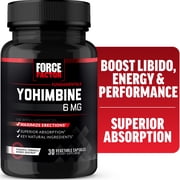 Force Factor Yohimbine Supplement, 6mg Yohimbine Bark Extract to Support Libido, Drive, Performance, Energy & Mood, Superior Absorption, 30 Capsules