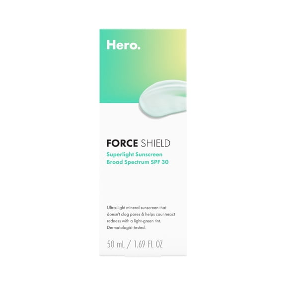 Hero Cosmetics Force Shield Superlight Sunscreen SPF 30, Zinc Oxide Mineral Sunscreen, 50ml