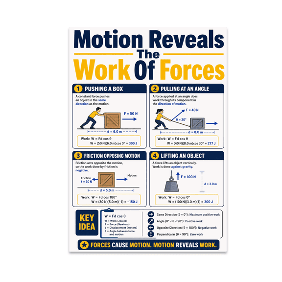 Force and Motion Educational Print - Science Enthusiast - 13x19 Poster Print