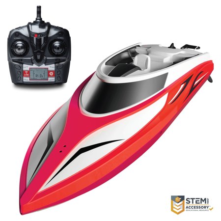 Force1 14" Fresh Water Boat, High Performance Remote Control Boat for Freshwater Lakes & Ponds (Red)