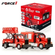 Force1 2.4GHz RC Mini Firefighter Truck Spray + Lift Firetruck Toys For Boys & Girls Ages 6+, 2 Pack with Adventure Features, 1:64 Scale, Vibrant LEDs