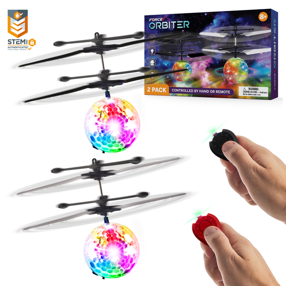 Force1 Orbiter Aerial Drone Easter Basket Stuffers Travel Toy with Multicolor LEDs 2 Count