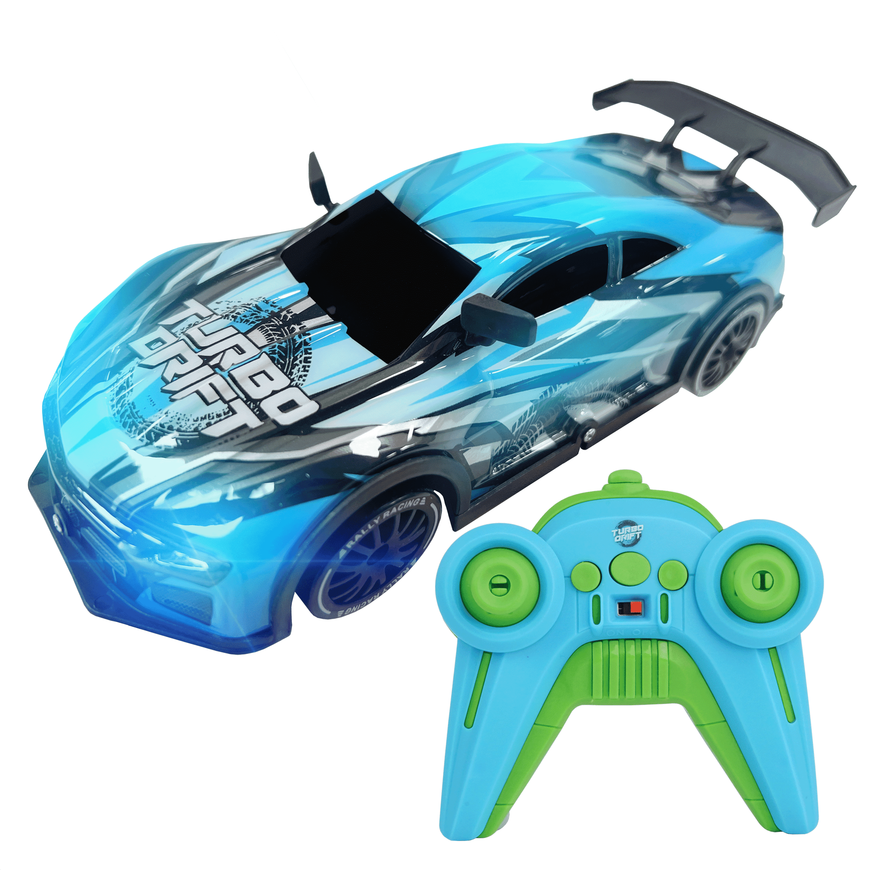 Force1 High-Speed Drift RC Car 2.4GHz Remote Control LED Lights 1:16 Scale Rechargeable Toy (Blue)