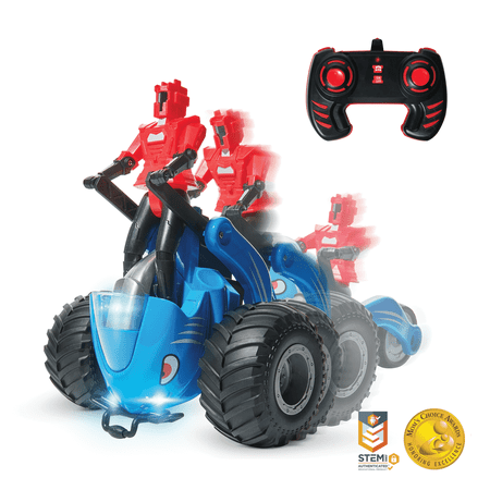 Force1 RC Monster Shark Rider Stunt Car, 2.4 GHz, STEM, LED Lights, Rechargeable Toy for Kids (Blue)