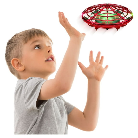 Force1 Scoot Aerial Drone, Hand Gesture Control Mini Hover Drone with LED, Toy for Kids (Red)