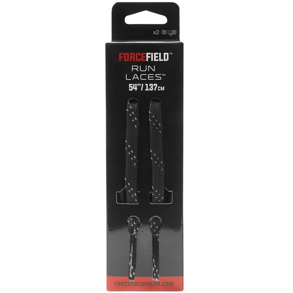 ForceField Run Flat Shoe Lace, Black Reflective,  54"