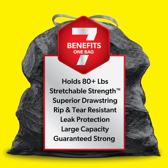 ForceFlex Heavy Duty Large Trash Bags, 30 Gal, 50 Ct, Black