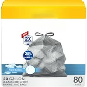 ForceFlex MaxStrength Kitchen Drawstring Trash Bags, 20 Gal, Fresh Clean, 80 Ct, Pack May Vary