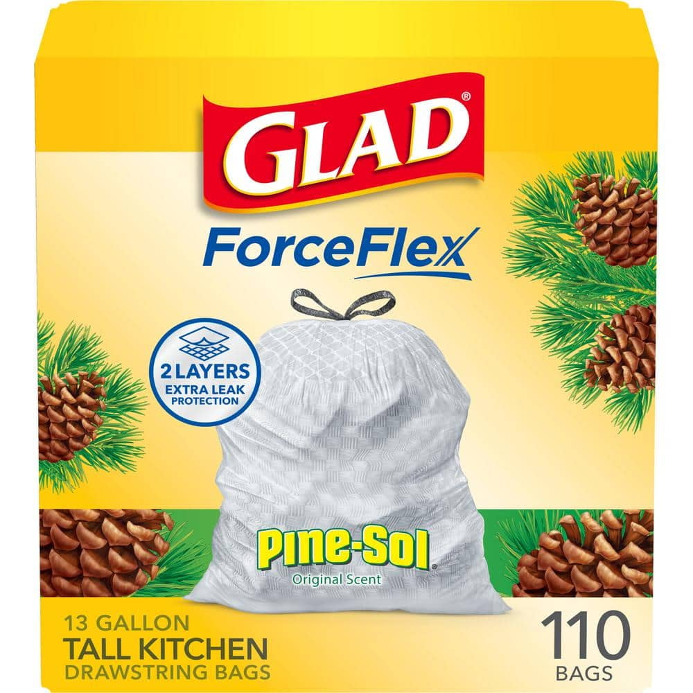 ForceFlex White DS Pine Sol Trashbags 13 gal. 110ct