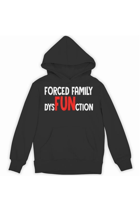 Forced Family Fun Dysfunction Funny Christmas Sarcastic Holiday Humor Quote Hoodie, for men & women, up to size 5XL