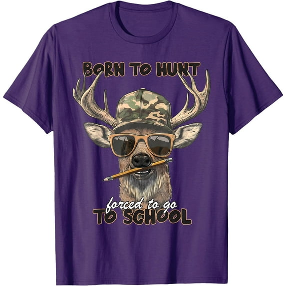 Forced to Go to School Deer Hunting Camo Softstyle Unisex T-Shirt,Purple Color,Size YL