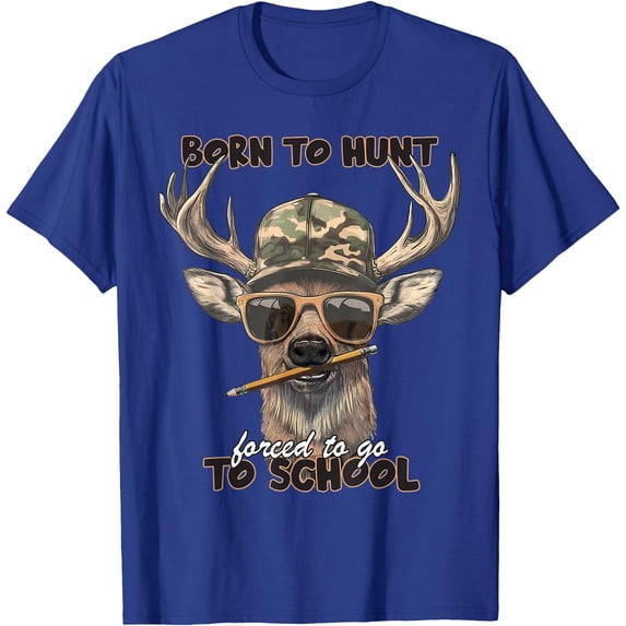 Forced to Go to School Deer Hunting Camo Softstyle Unisex T-Shirt,Royal Blue Color,Size 2XL
