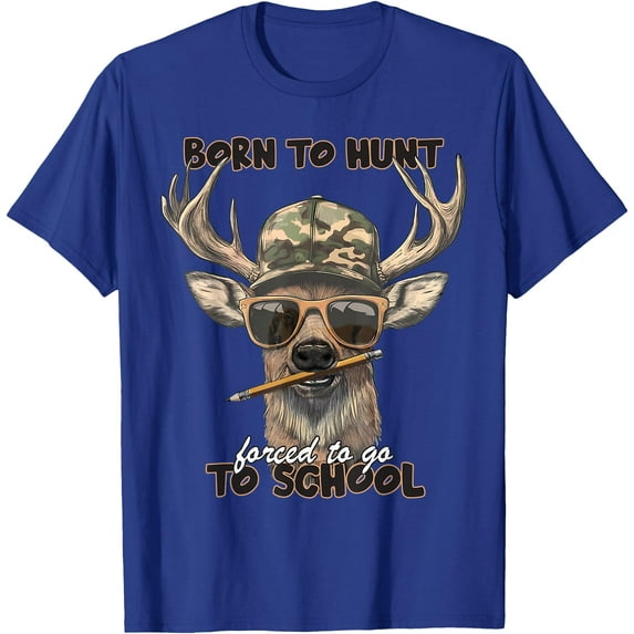 Forced to Go to School Deer Hunting Camo Softstyle Unisex T-Shirt,Royal Blue Color,Size YXL