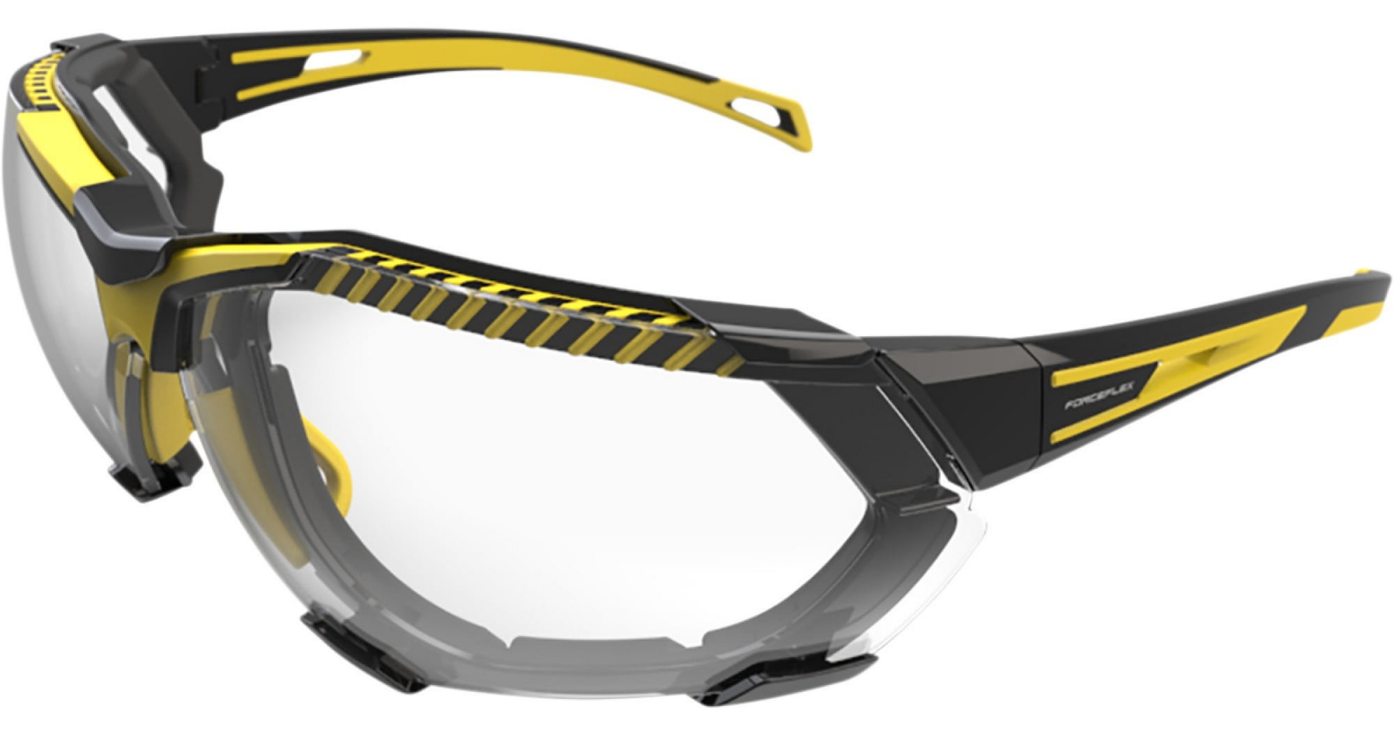 Forceflex FF4 Sunglasses w/Comfort Foam Black/Yellow w/Clear Lens