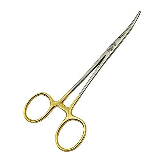 Forceps 6" Curved Mosquito for Nurses, Fishing Forceps, Crafts and Hobby Gold Plated Handle Artman Brand