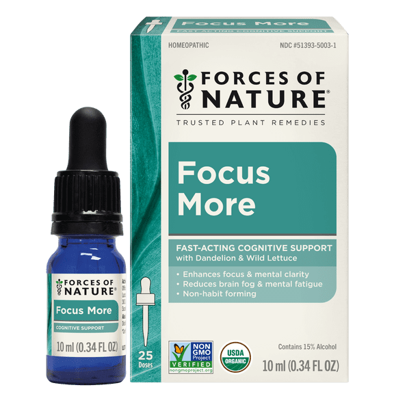 Forces of Nature Focus More Organic Homeopathic for Cognitive Support, Mental Clarity, Sublingual, 10ml
