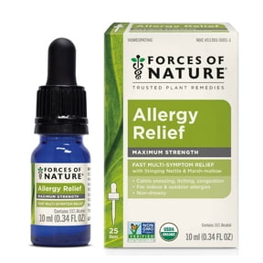 Forces of Nature Allergy Relief Maximum Strength 10ml Sublingual Dropper, Natural, Organic, Indoor, Outdoor Sneezing, Itching, Runny Nose
