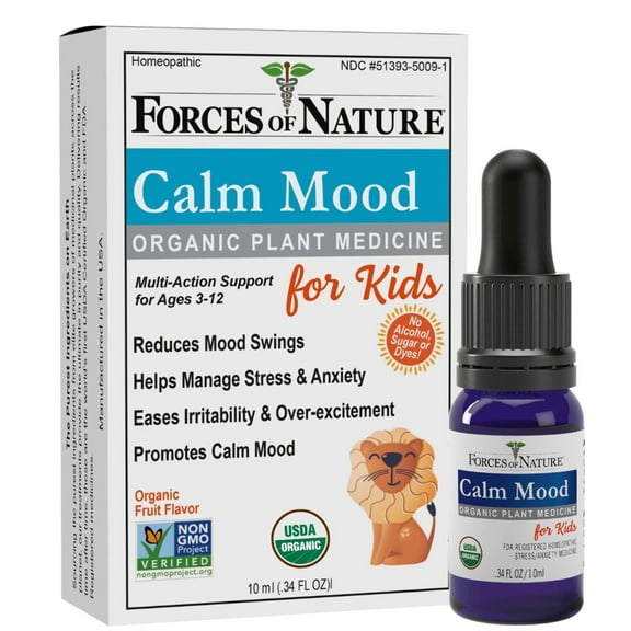 Forces of Nature Kids Calm Mood 10ml, Natural, Organic, Reduce Mood Swings, Manage Irritability, Over-excitement