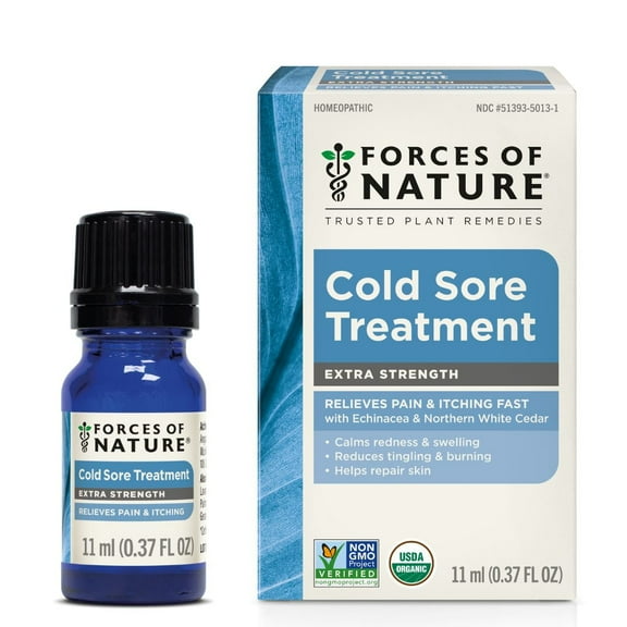Forces of Nature Cold Sore Treatment 11ml, Natural, Organic, Relieves Itching, Burning, Supports Healing