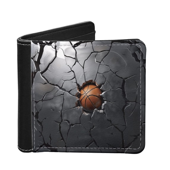 Id Card For Rfid Forchrinse Basketball Broken Wall Print Teen Boys Cool Wallet-Men Funny ...