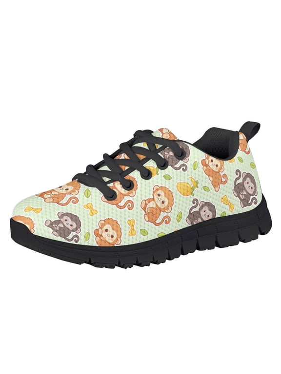 Forchrinse Cartoon Monkey Fruit Shoes for Boys Little Kid Planet Space School Sneakers Casual Running Tennis Shoes Anti Slip Outdoor Travel Sport Walking Flats