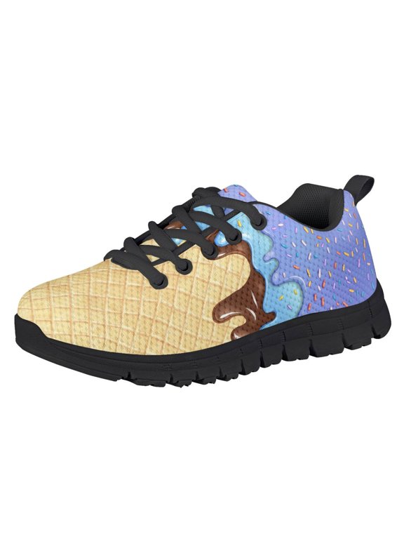Forchrinse Chocolate Ice Cream Drip Girls Sneakers Little Kids Sports Shoes Cartoon Santa Claus Print Running Tennis Shoes Anti-Slip Lightweight Athletic Casual Shoes
