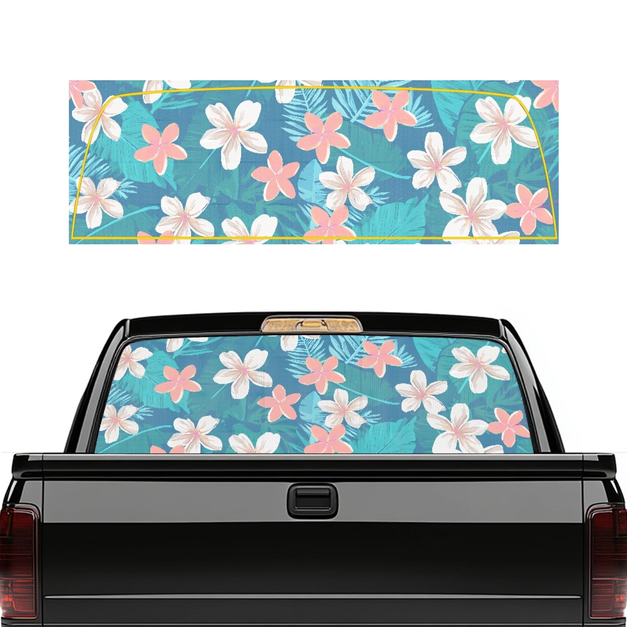 Performated Window Graphics Forchrinse Hibiscus Back Window Decals for Trucks Perforated One Way ...