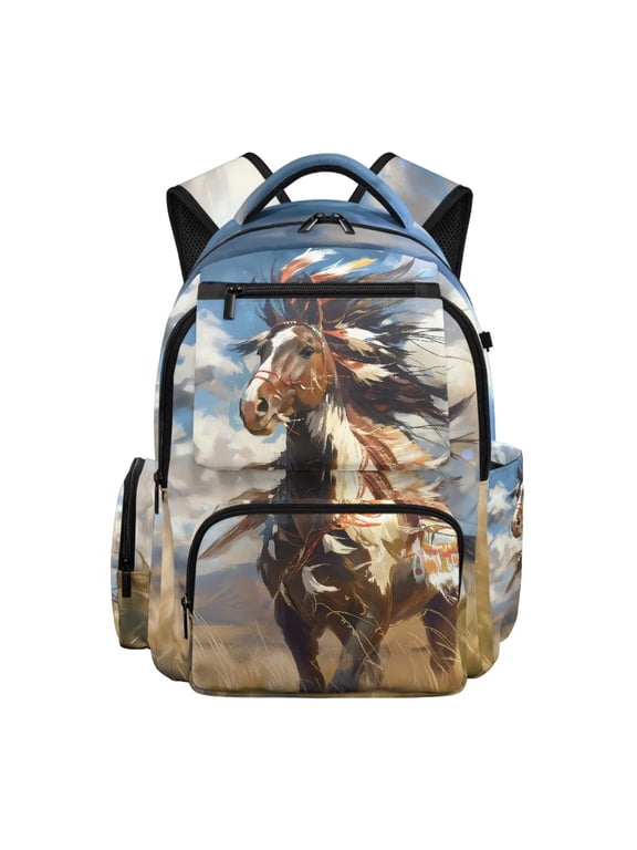 Horse Backpack for Boys 10-12 Years Old Elementary Middle School Bookbag 17 Inch School Bag for Teen Girls Boys Large Capacity Back Pack