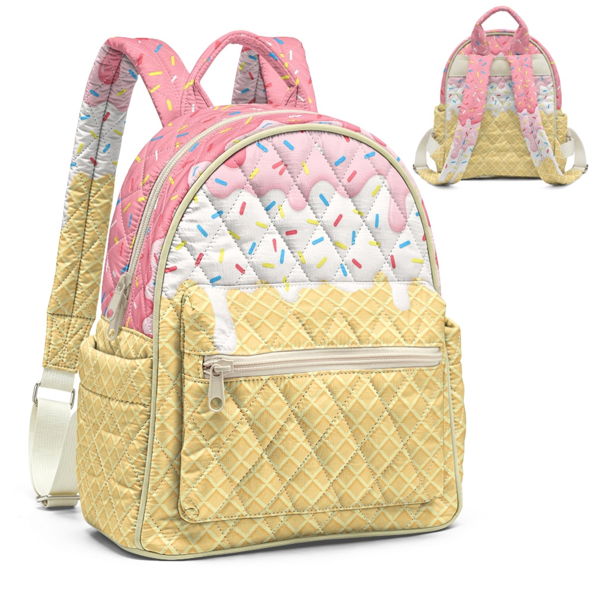 Mini Ruck Backpack Forchrinse Ice Cream Pink Mini Backpack Purse for Women,Quilted ...