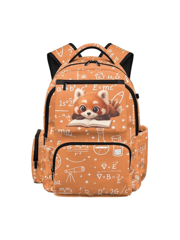 Kids Backpack for Girls 6-8 8-10 Red Panda Bookbag Lightweight 17 Inch School Bag Large Capacity Casual Daypack for Elementary Primary