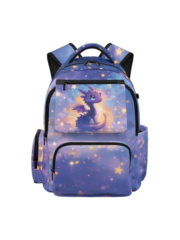 Kids School Backpacks for Girls 8-10 Cartoon Dragon School Bag Kids 17 Inch Bookbag with Adjustable Strap Large Capacity Schoolbag for Elementary Kindergarten