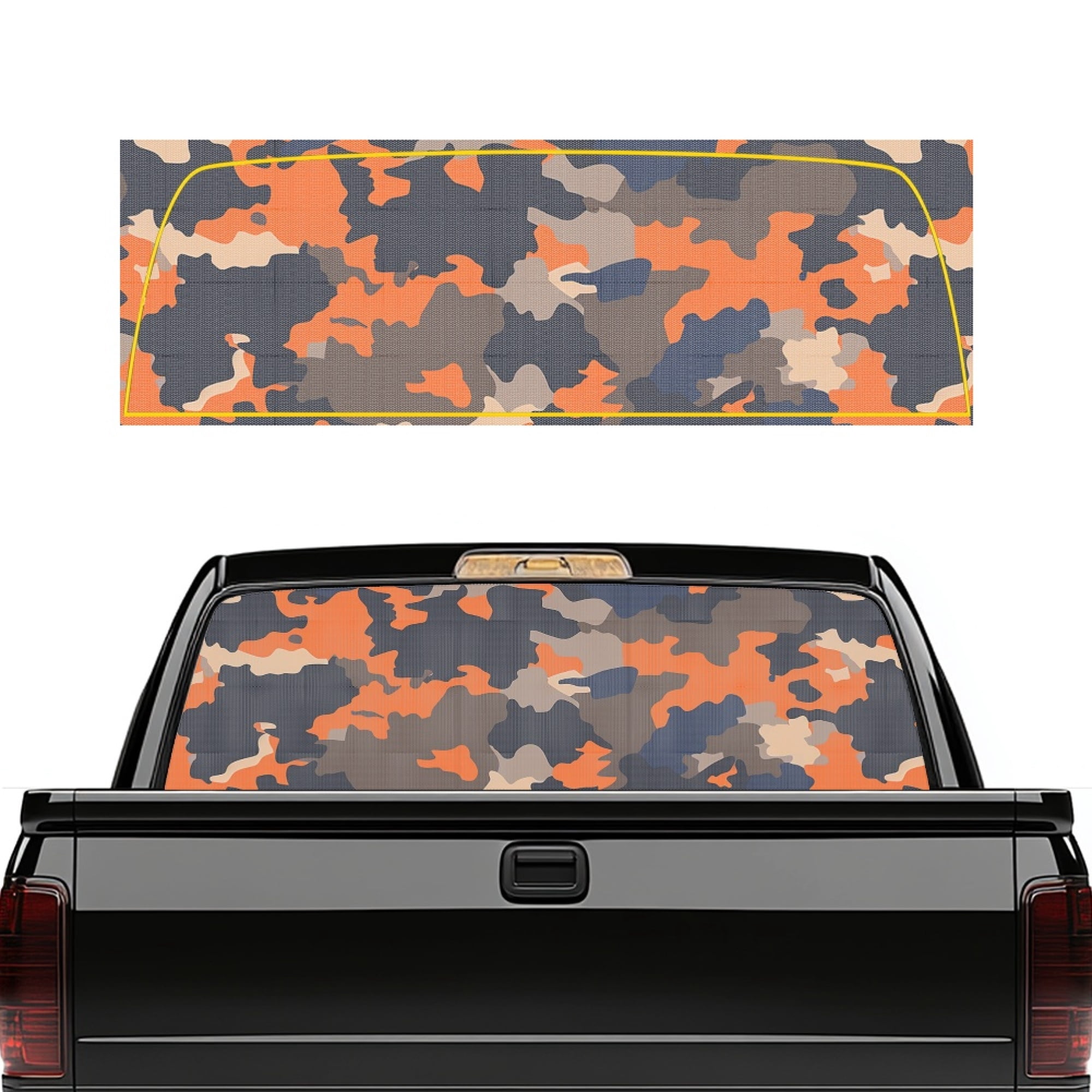 Performated Window Graphics Forchrinse Orange Camo Rear Window Decals for Trucks Personalized ...