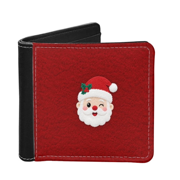 Forchrinse Red Santa Claus Leather Printed Wallet for Boys Kids Bifold ...