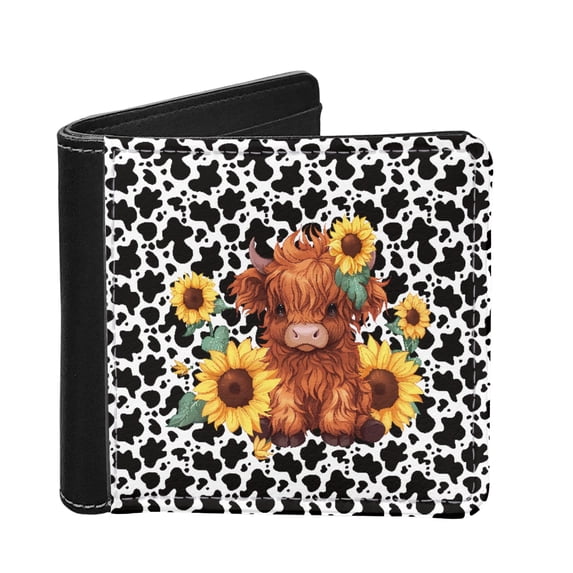Crad Frame Forchrinse Sunflower Highland Cow Card Holder Purse,Leather Bifold Card ...