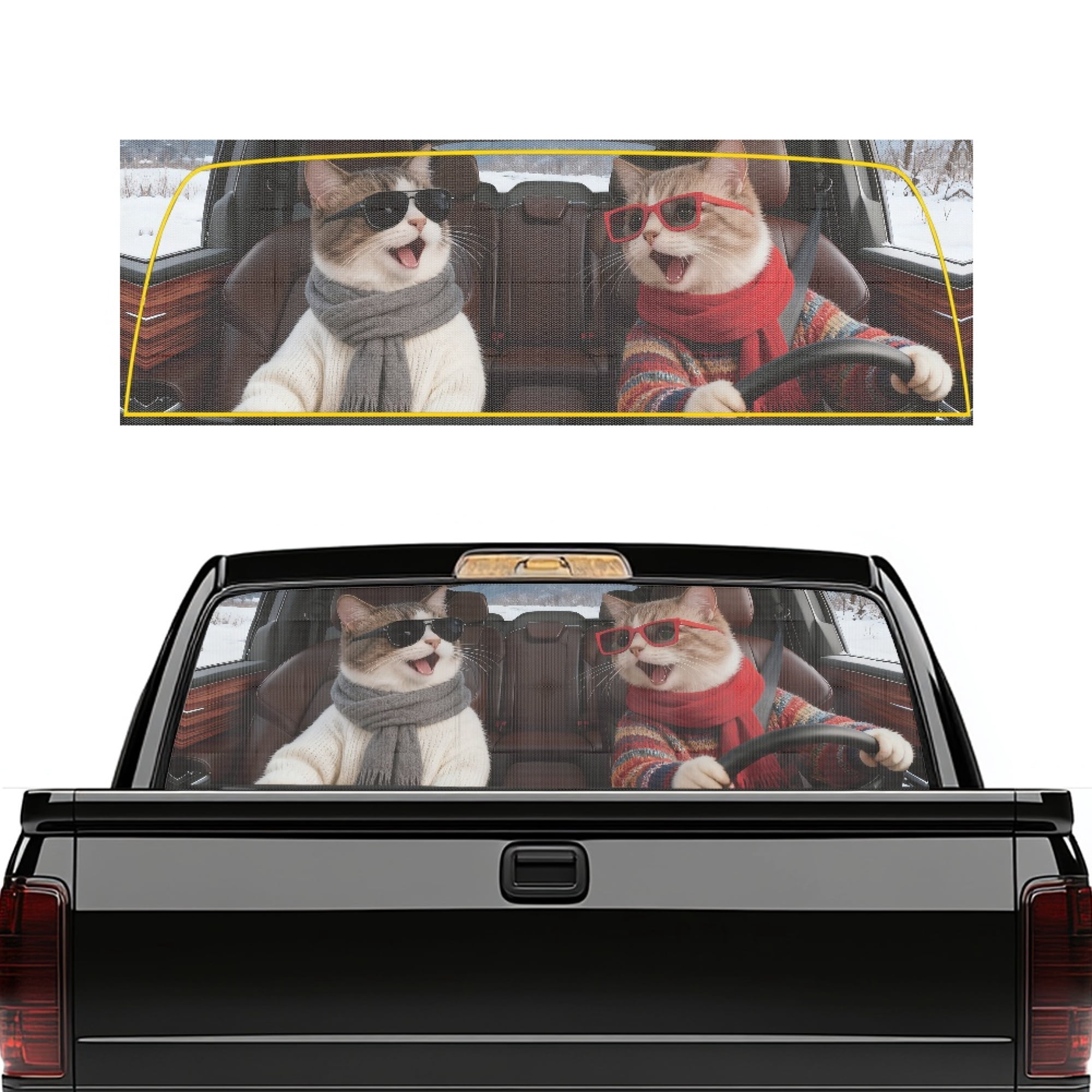 Forchrinse Two Happy Driving Cats Truck Rear Window Decal 66.9