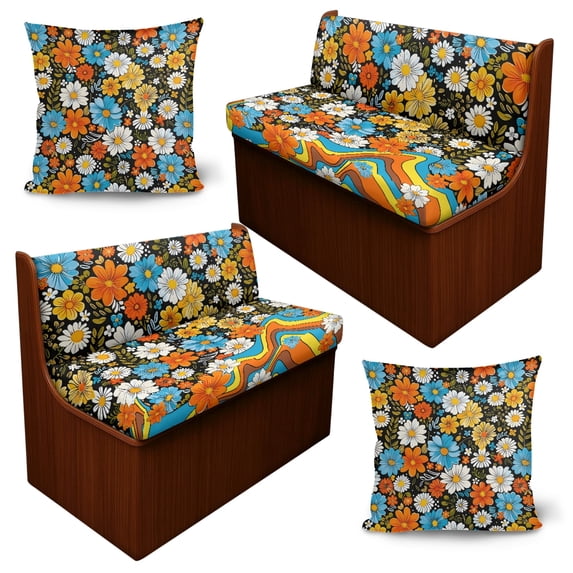 New Retro Rv Forchrinse Vintage Hippie Floral Rv Dinette Furniture Protective Covers ...